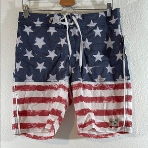 Vans American Flag Board Shorts Red White Blue Stripes Swim Trunk Size 30 NEW